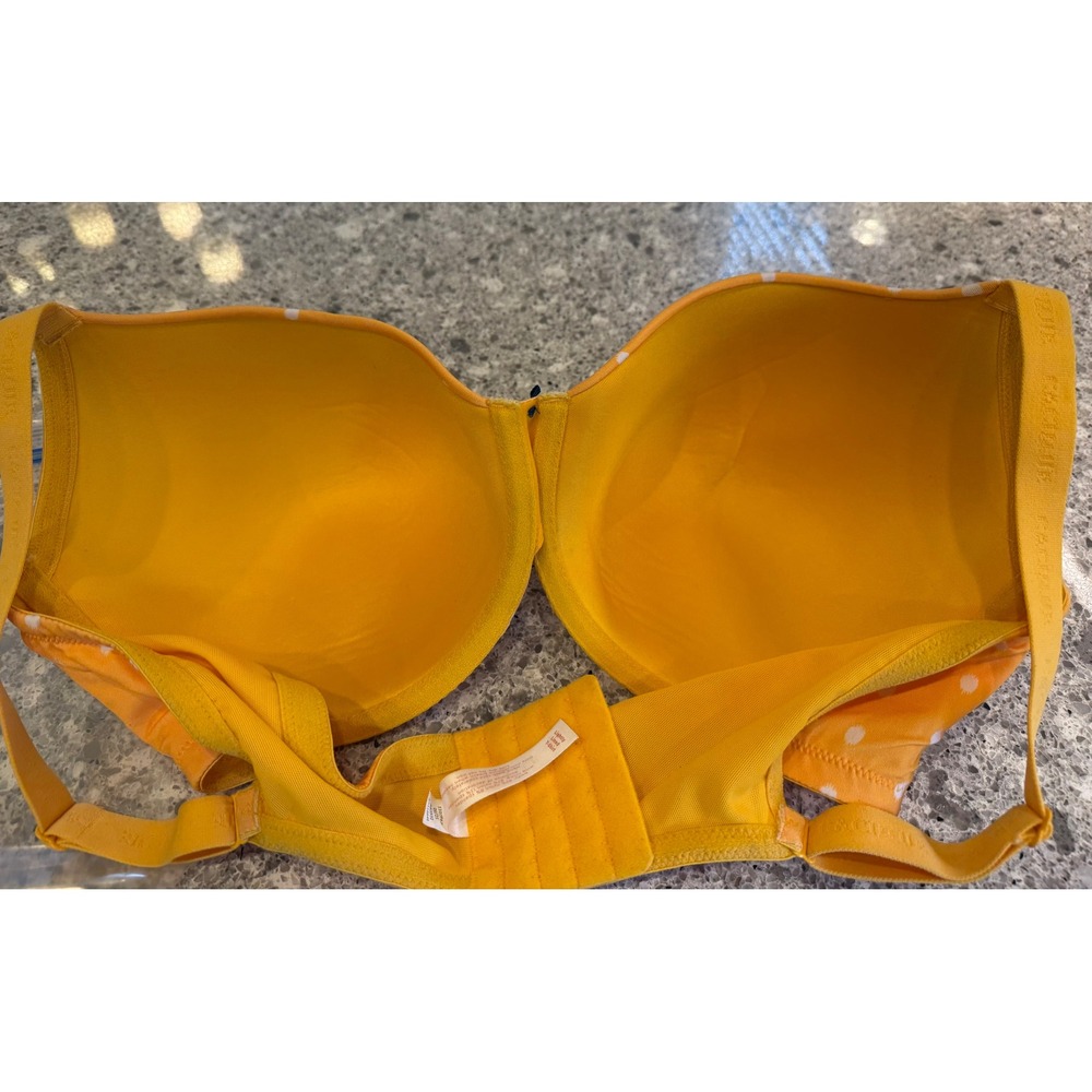 Cacique Flirty Yellow with White Polka Dots Lightly Lined T-Shirt Bra Size 40DDD - Picture 7 of 10